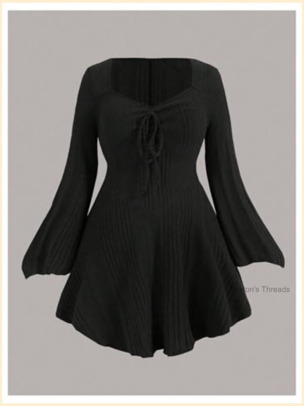 Plus Size Bell Long Sleeve Lightweight Sweater Dress Corset Dress - Picture 5 of 5